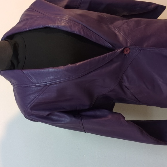 Vintage 80s Purple Leather Jacket, Size Small - Picture 10 of 10